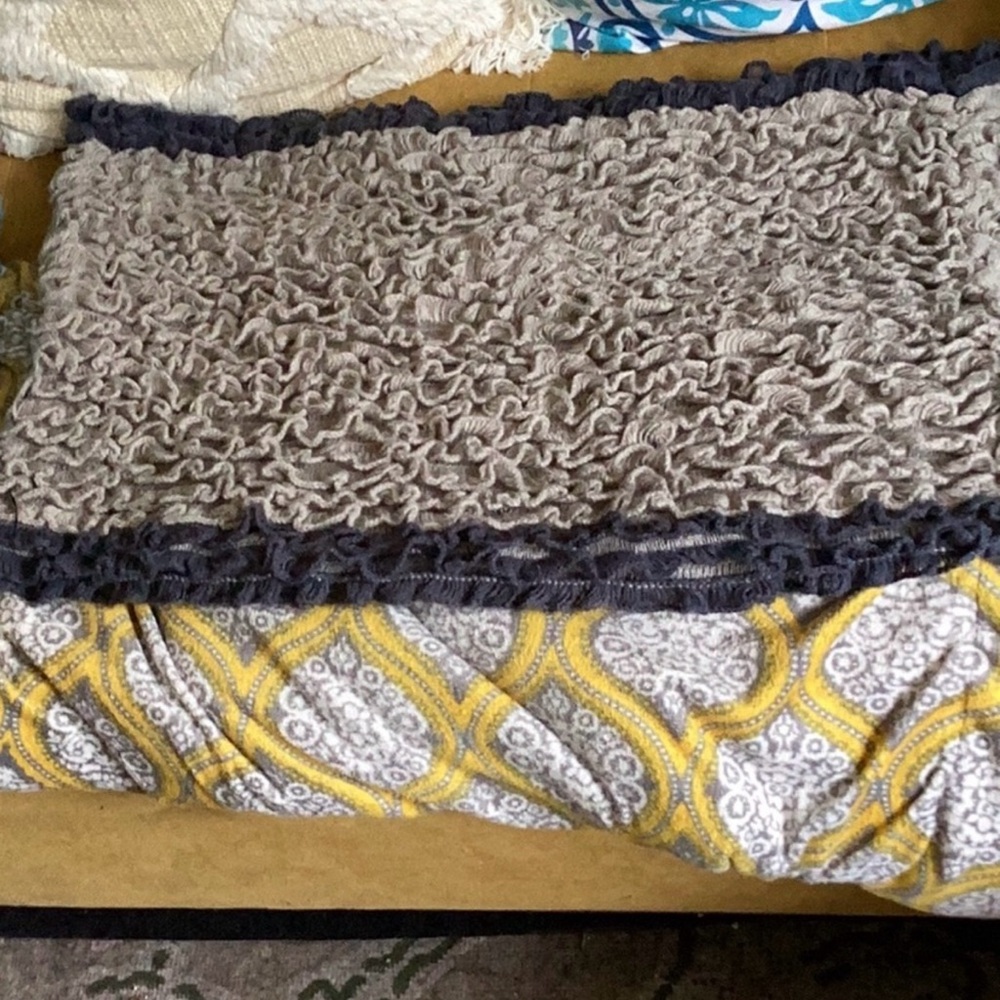 Ann Taylor Loft Infinity Scarf Navy Trim & Grey